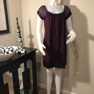 COCKTAIL DRESS, 100% Silk/ Deep Burgundy Color.